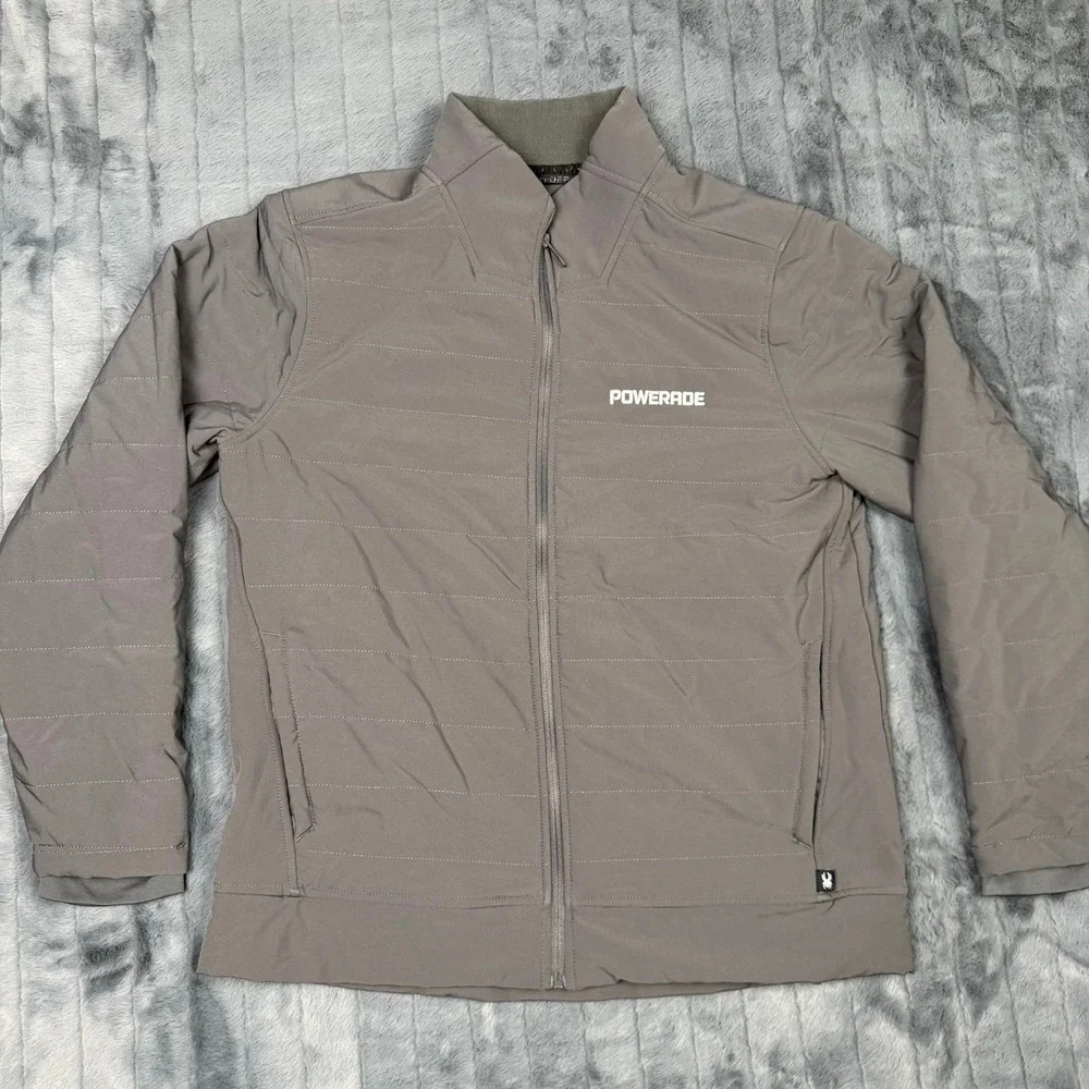 Spyder Mens Gray Powerade Full Zip Quilted Performance Jacket XL